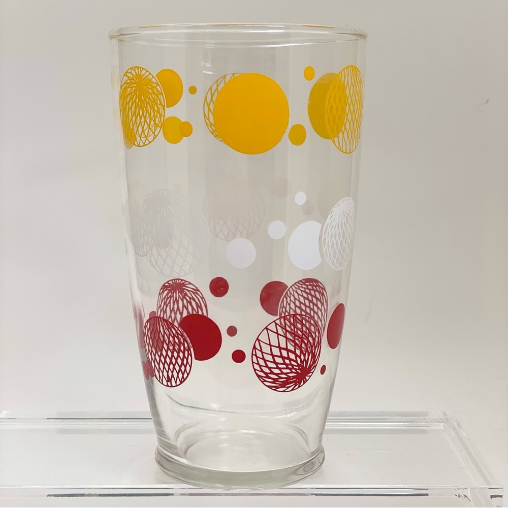 Vintage MCM Colored Ball Geometric Circle Spheres Large Drinking Glass
